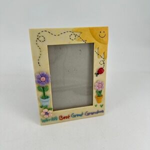 Russ Berrie Worlds Best Great Grandma Picture Frame Hand Painted Floral  27039